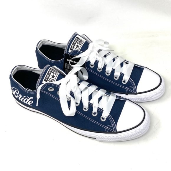 Converse Ctas Low Top White Blue Wedding Canvas Men Sneakers Custom 171213C-BUWH - Picture 8 of 10